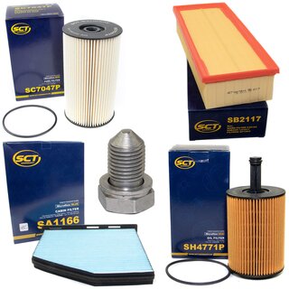 Filter set inspection fuelfilter SC 7047 P + oil filter SH 4771 P + Oildrainplug 48871 + air filter SB 2117 + cabin air filter SA 1166