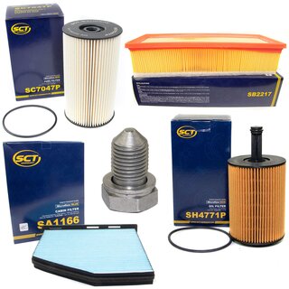 Filter Set Inspektion Kraftstofffilter SC 7047 P + lfilter SH 4771 P + lablassschraube 48871 + Luftfilter SB 2217 + Innenraumfilter SA 1166