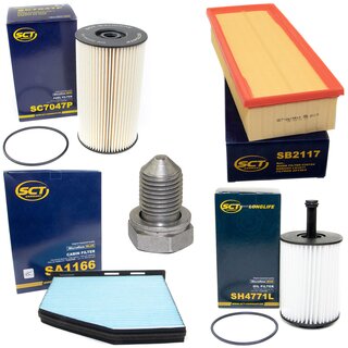 Filter set inspection fuelfilter SC 7047 P + oil filter SH 4771 L + Oildrainplug 48871 + air filter SB 2117 + cabin air filter SA 1166