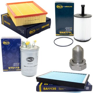 Filter set inspection fuelfilter ST 6119 + oil filter SH 4771 L + Oildrainplug 48871 + air filter SB 2166 + cabin air filter SA 1135