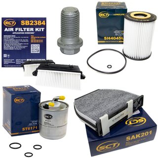 Filter set inspection fuelfilter ST 6171 + oil filter SH 4045 L + Oildrainplug 08277 + air filter SB 2384 + cabin air filter SAK 201
