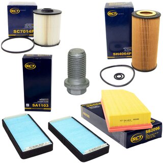 Filter set inspection fuelfilter SC 7014 P + oil filter SH 4064 P + Oildrainplug 08277 + air filter SB 2096 + cabin air filter SA 1103