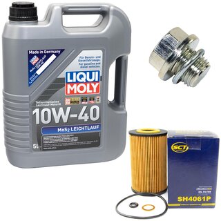 Engine Oil Set 10W-40 5 liters + Oilfilter SCT SH 4061 P + Oildrainplug 30269