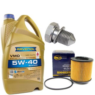 Engine Oil Set 5W-40 5 liters + Oilfilter SCT SH 4025 P + Oildrainplug 48871