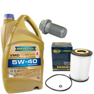 Engine Oil Set 5W-40 5 liters + Oilfilter SCT SH 4045 L + Oildrainplug 08277