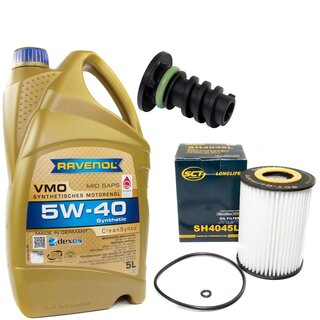 Engine Oil Set 5W-40 5 liters + Oilfilter SCT SH 4045 L + Oildrainplug 108016