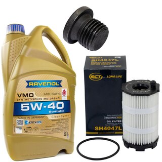 Engine Oil Set 5W-40 5 liters + Oilfilter SCT SH 4047 L + Oildrainplug 48874
