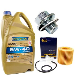 Engine Oil Set 5W-40 5 liters + Oilfilter SCT SH 4051 P + Oildrainplug 30264
