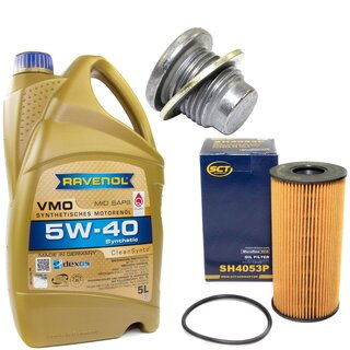 Motorl Set 5W-40 5 Liter + lfilter SH 4053 P + lablassschraube 101250