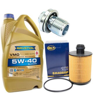 Engine Oil Set 5W-40 5 liters + Oilfilter SCT SH 4060 P + Oildrainplug 31119