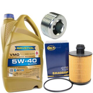 Motorl Set 5W-40 5 Liter + lfilter SH 4060 P + lablassschraube 38179