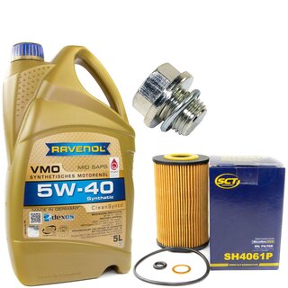 Engine Oil Set 5W-40 5 liters + Oilfilter SCT SH 4061 P + Oildrainplug 30269