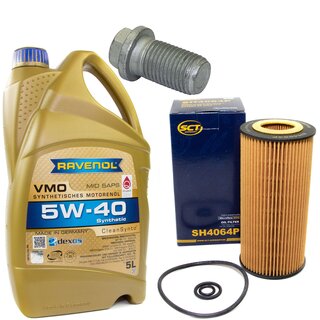 Engine Oil Set 5W-40 5 liters + Oilfilter SCT SH 4064 P + Oildrainplug 08277