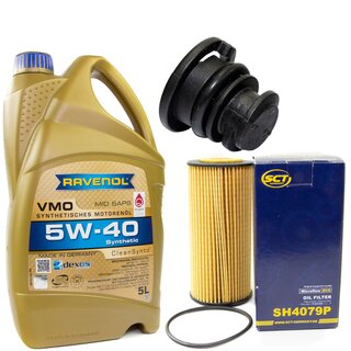 Engine Oil Set 5W-40 5 liters + Oilfilter SCT SH 4079 P + Oildrainplug 47197