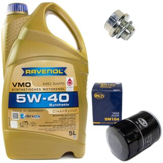Engine Oil Set 5W-40 5 liters + Oilfilter SCT SM 104 + Oildrainplug 30269