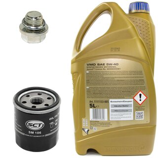 Engine Oil Set 5W-40 5 liters + Oilfilter SCT SM 106 + Oildrainplug 30269