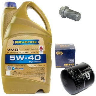 Engine Oil Set 5W-40 5 liters + Oilfilter SCT SM 112 + Oildrainplug 08277