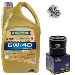 Engine Oil Set 5W-40 5 liters + Oilfilter SCT SM 134 + Oildrainplug 30269