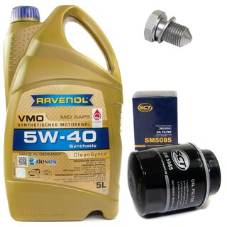 Engine Oil Set 5W-40 5 liters + Oilfilter SCT SM 5085 + Oildrainplug 48871