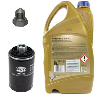 Engine Oil Set 5W-40 5 liters + Oilfilter SCT SM 5086 + Oildrainplug 03272