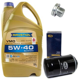 Engine Oil Set 5W-40 5 liters + Oilfilter SCT SM 5086 + Oildrainplug 100497