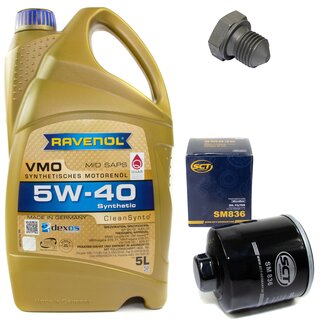 Engine Oil Set 5W-40 5 liters + Oilfilter SCT SM 836 + Oildrainplug 03272