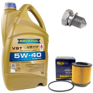 Engine Oil Set 5W-40 5 liters + Oilfilter SCT SH 4025 P + Oildrainplug 48871