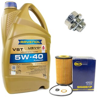 Motorl Set 5W-40 5 Liter + lfilter SH 4061 P + lablassschraube 30269