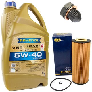 Engine Oil Set 5W-40 5 liters + Oilfilter SCT SH 420 P + Oildrainplug 12281