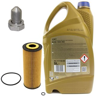 Engine Oil Set 5W-40 5 liters + Oilfilter SCT SH 420 P + Oildrainplug 48871
