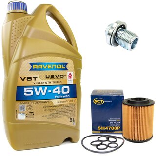 Engine Oil Set 5W-40 5 liters + Oilfilter SCT SH 4788 P + Oildrainplug 31119