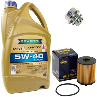Engine Oil Set 5W-40 5 liters + Oilfilter SCT SH 4794 P + Oildrainplug 30269