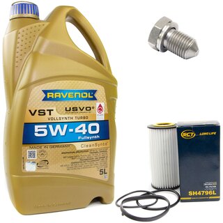 Motorl Set 5W-40 5 Liter + lfilter SH 4796 L + lablassschraube 15374