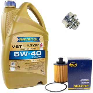 Engine Oil Set 5W-40 5 liters + Oilfilter SCT SH 4797 P + Oildrainplug 30269