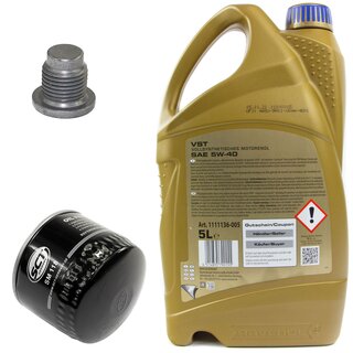 Engine Oil Set 5W-40 5 liters + Oilfilter SCT SM 118 + Oildrainplug 48880