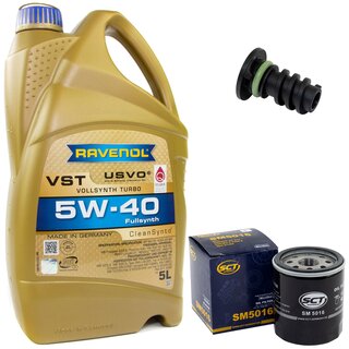 Engine Oil Set 5W-40 5 liters + Oilfilter SCT SM 5016 + Oildrainplug 108016