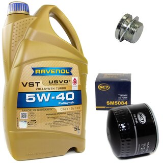 Engine Oil Set 5W-40 5 liters + Oilfilter SCT SM 5084 + Oildrainplug 37944