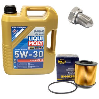 Motorl Set 5W-30 5 Liter + lfilter SH 4025 P + lablassschraube 15374