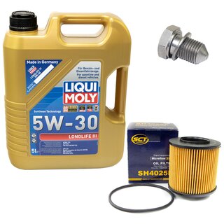 Motorl Set 5W-30 5 Liter + lfilter SH 4025 P + lablassschraube 48871