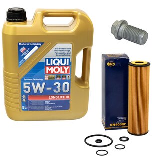 Motorl Set 5W-30 5 Liter + lfilter SH 4030 P + lablassschraube 08277