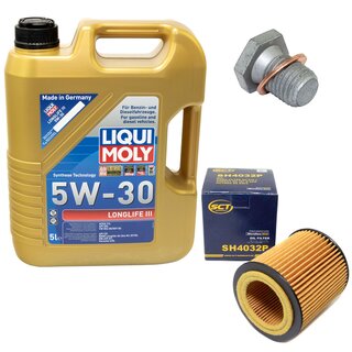 Engine Oil Set 5W-30 5 liters + Oilfilter SCT SH 4032 P + Oildrainplug 100551