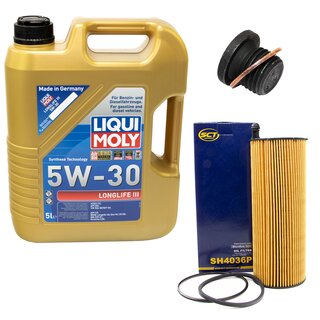 Motorl Set 5W-30 5 Liter + lfilter SH 4036 P + lablassschraube 171173