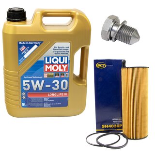 Motorl Set 5W-30 5 Liter + lfilter SH 4036 P + lablassschraube 48871
