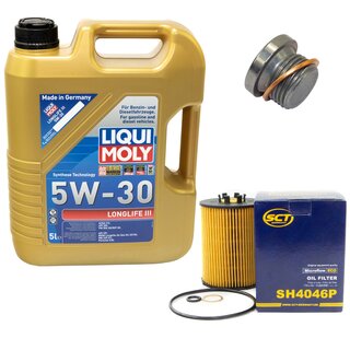 Motorl Set 5W-30 5 Liter + lfilter SH 4046 P + lablassschraube 48895