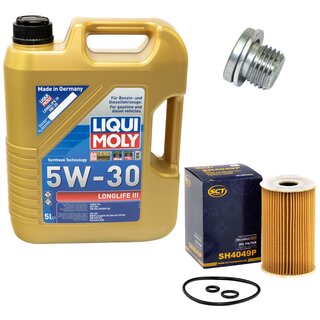 Engine Oil Set 5W-30 5 liters + Oilfilter SCT SH 4049 P + Oildrainplug 100497