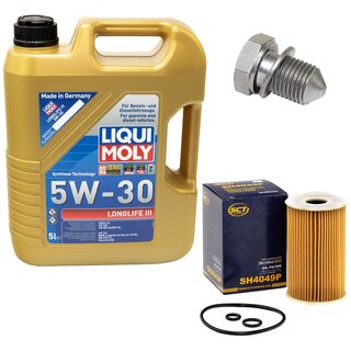 Engine Oil Set 5W-30 5 liters + Oilfilter SCT SH 4049 P + Oildrainplug 48871