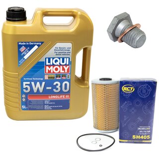 Engine Oil Set 5W-30 5 liters + Oilfilter SCT SH 405 + Oildrainplug 100551
