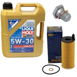 Motorl Set 5W-30 5 Liter + lfilter SH 4076 P + lablassschraube 100551