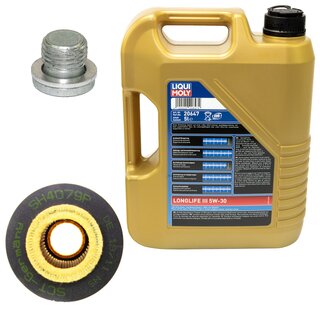 Engine Oil Set 5W-30 5 liters + Oilfilter SCT SH 4079 P + Oildrainplug 100497