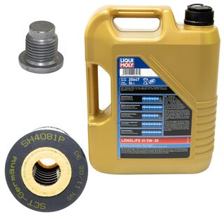 Engine Oil Set 5W-30 5 liters + Oilfilter SCT SH 4081 P + Oildrainplug 48880
